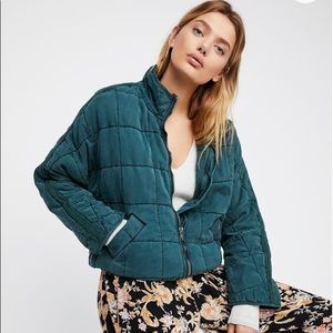 ISO Free People Teal Dolman Quilted Jacket - Small